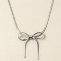 Silver Snake Chain Bow Necklace