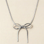 Silver Snake Chain Bow Necklace