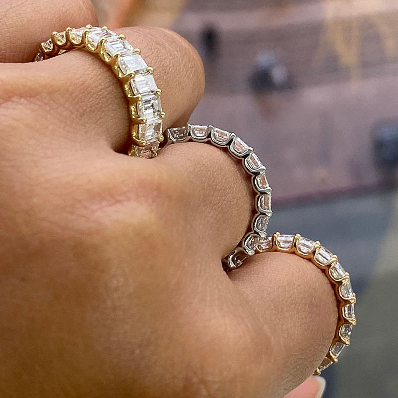 Crystal Eternity Band Gold Ring