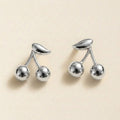 Silver Cherry Stud Earrings