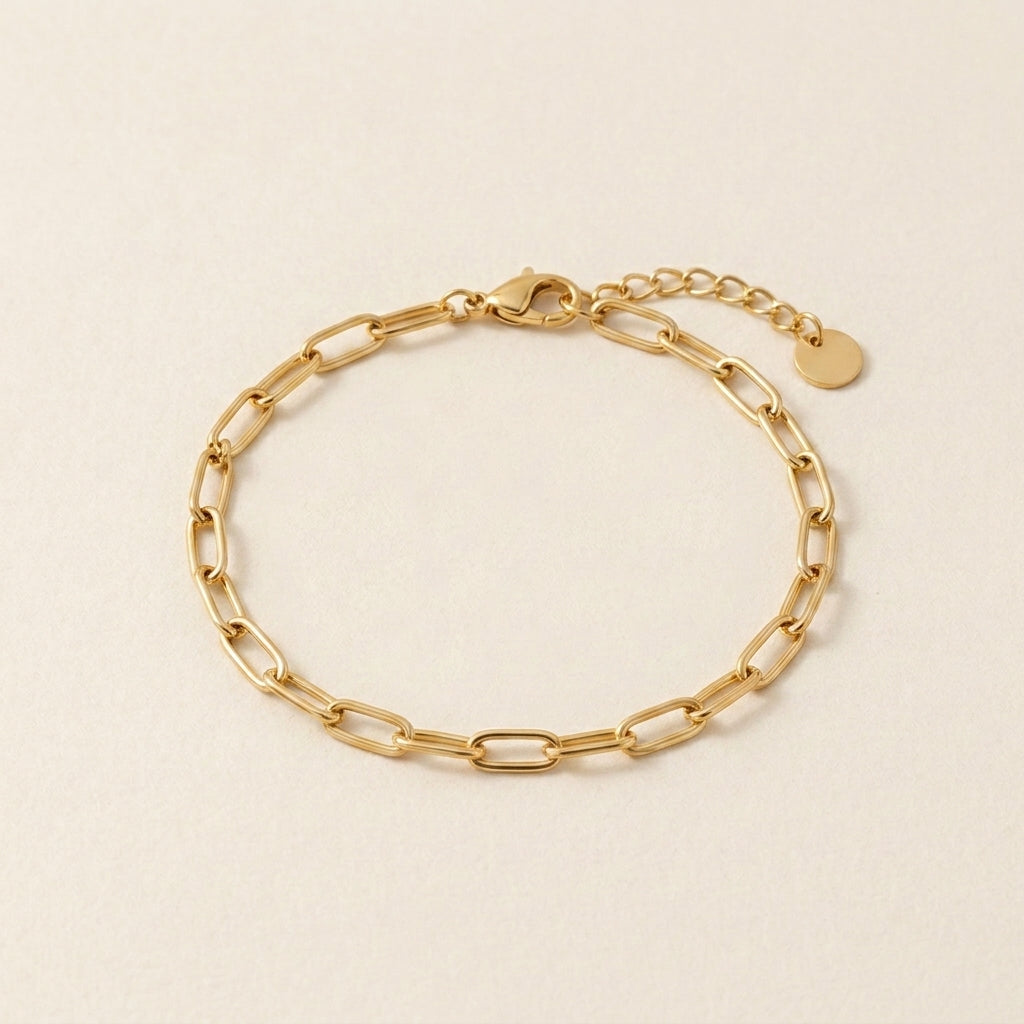Linked Gold Paperclip Bracelet