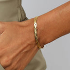 Gold Braided Herringbone Chain Bracelet