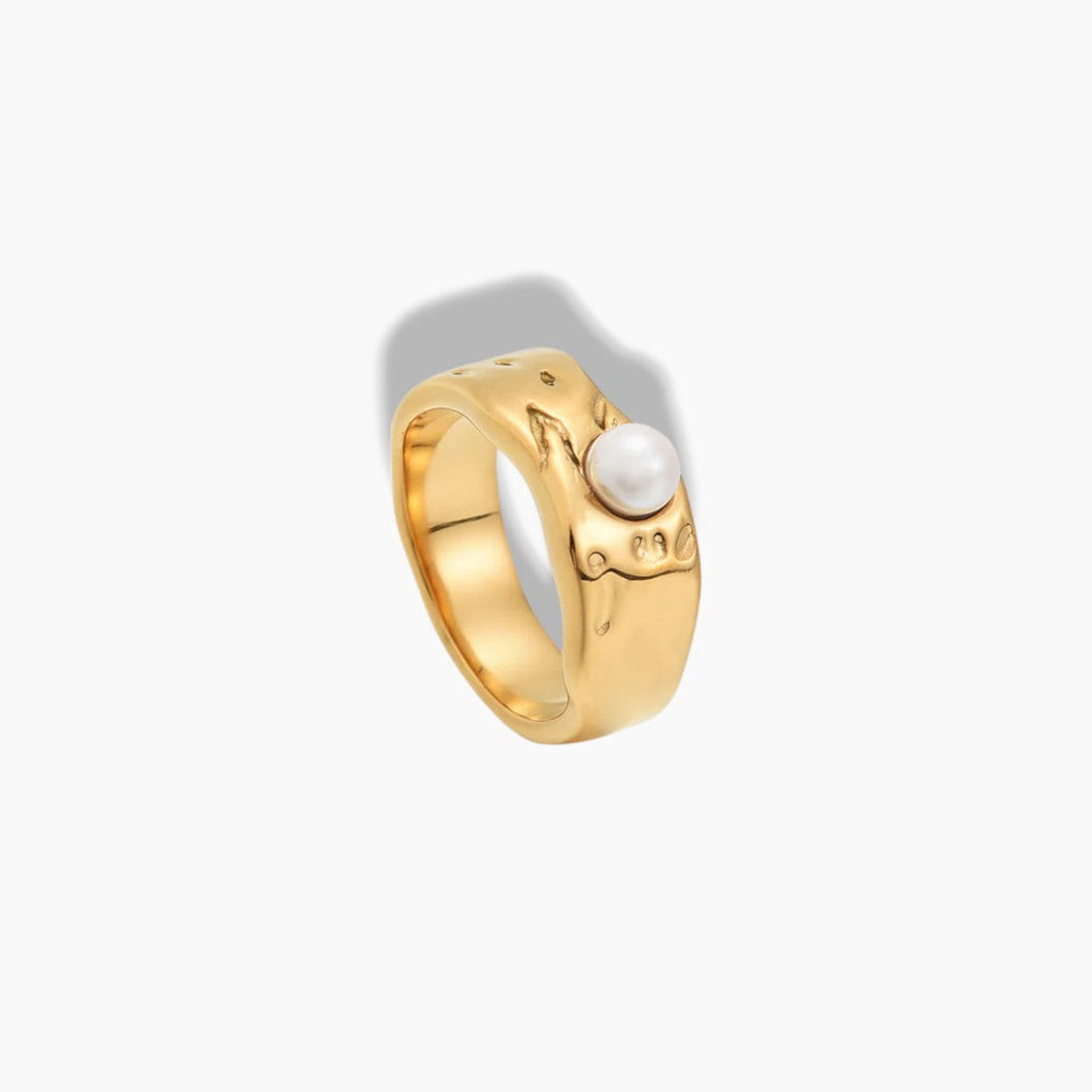 Gold Dome Pearl Ring