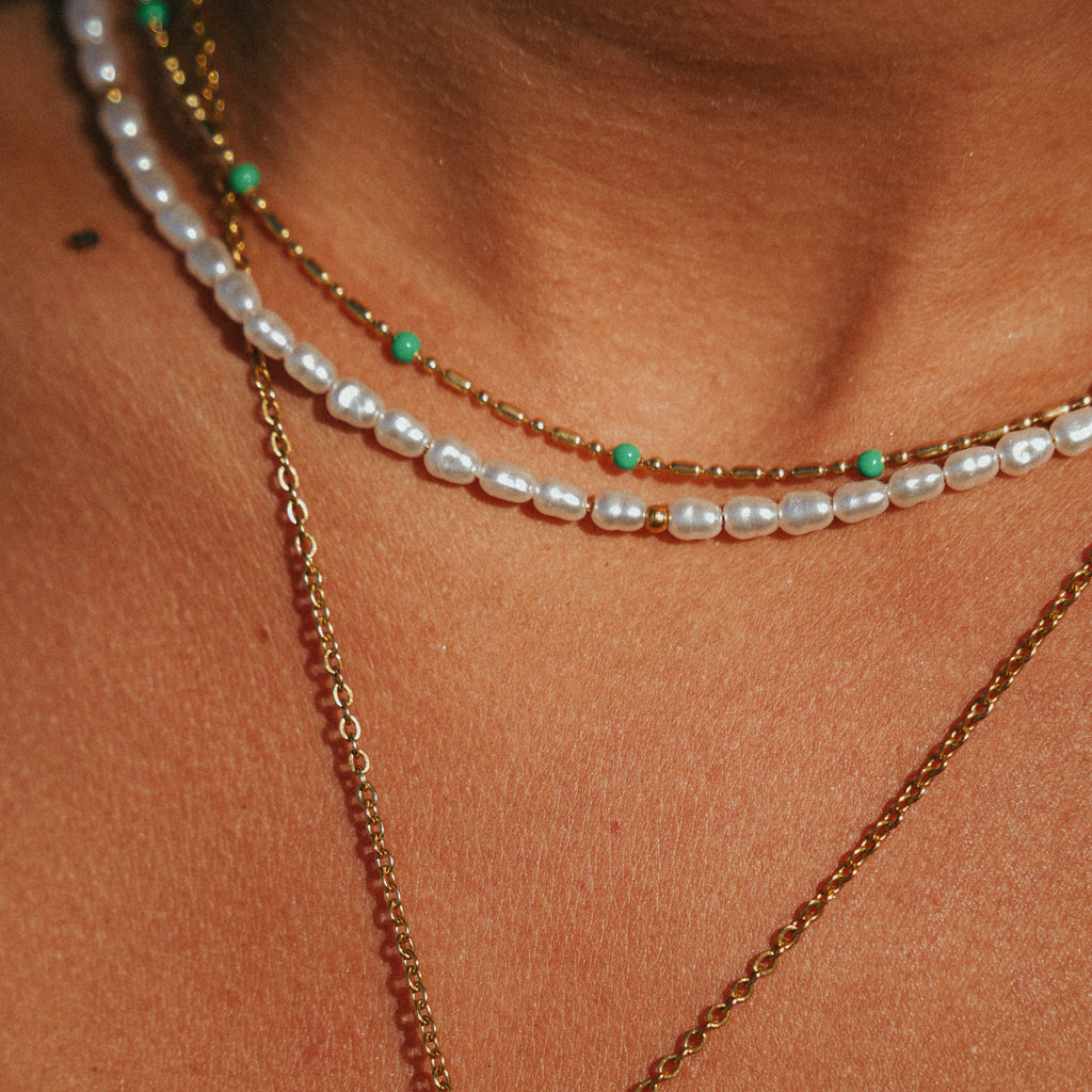 Pearl & Gold Beaded Layered Necklace