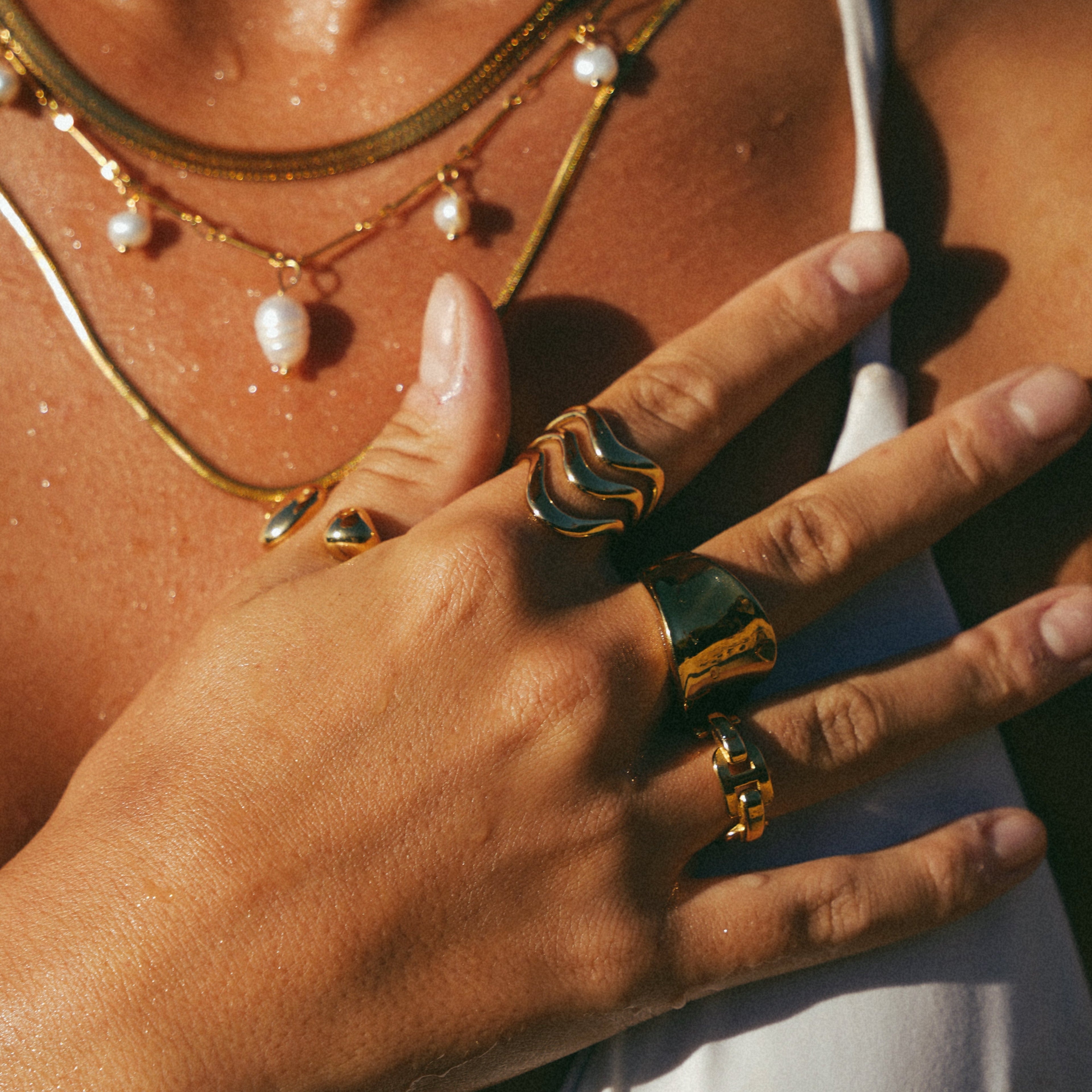 Gold Wide Flat-Top Signet Ring