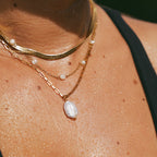 Gold Paperclip Necklace with Pearl Pendant