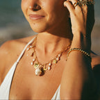 Gold Seashell Pearl Charm Necklace