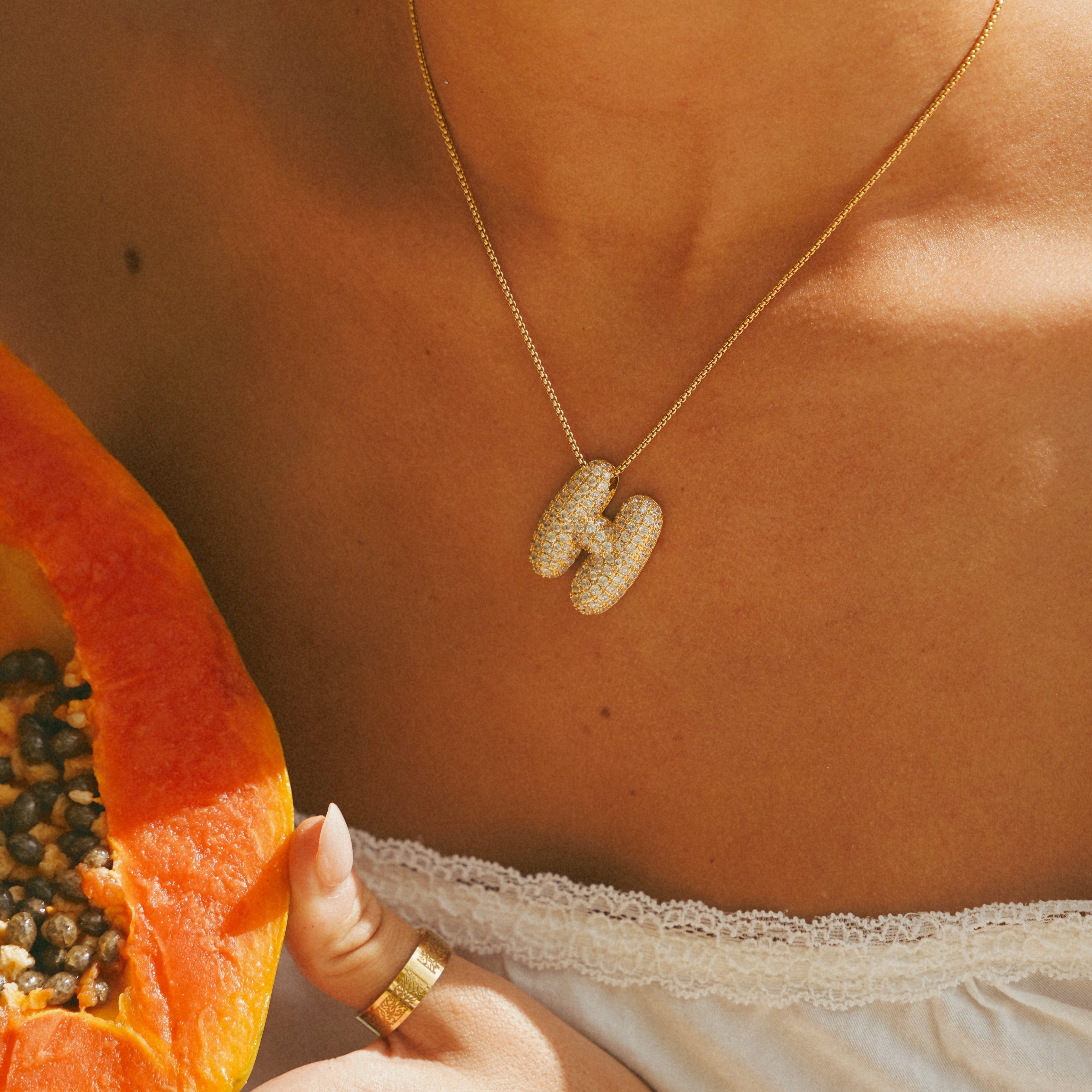 Hailey Bubble Initial Gold Necklace