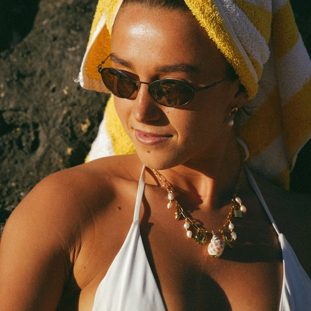 Gold Seashell Pearl Charm Necklace
