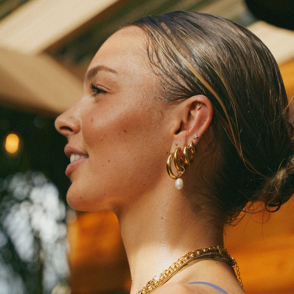 Gold Huggie Hoop Earrings