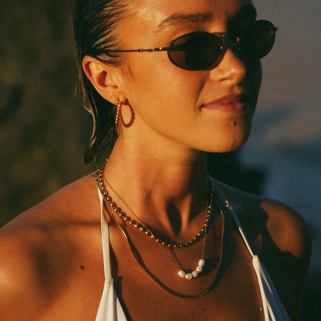 Kona Gold Chain Pearl Cluster Necklace