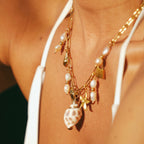 Gold Seashell Pearl Charm Necklace