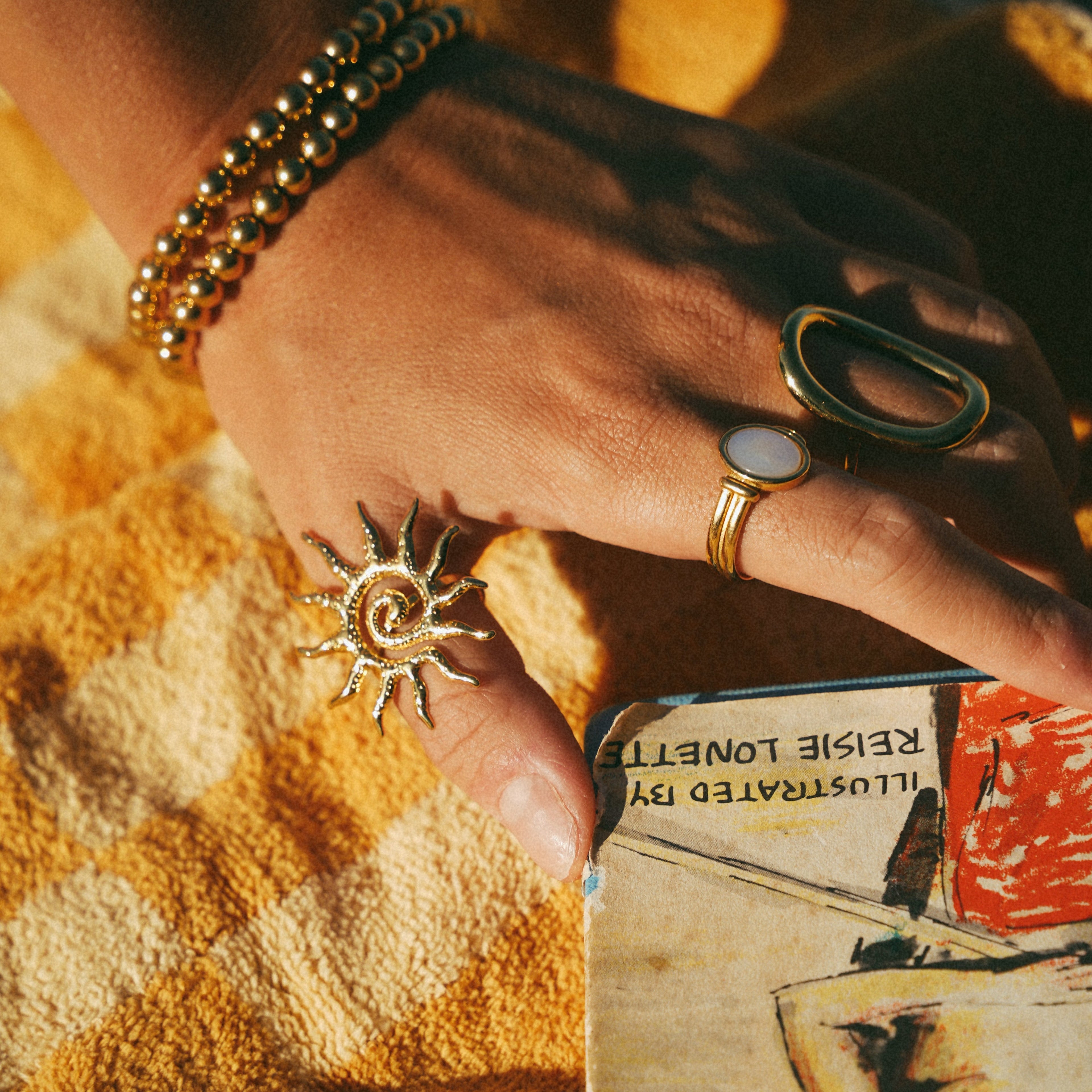 Gold Oval Moonstone Ring