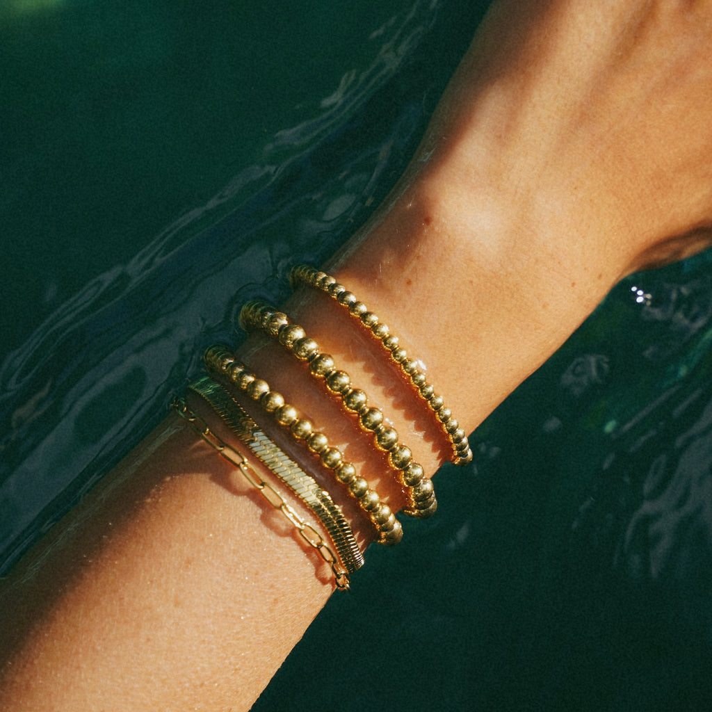 Gold Flat Herringbone Chain Bracelet