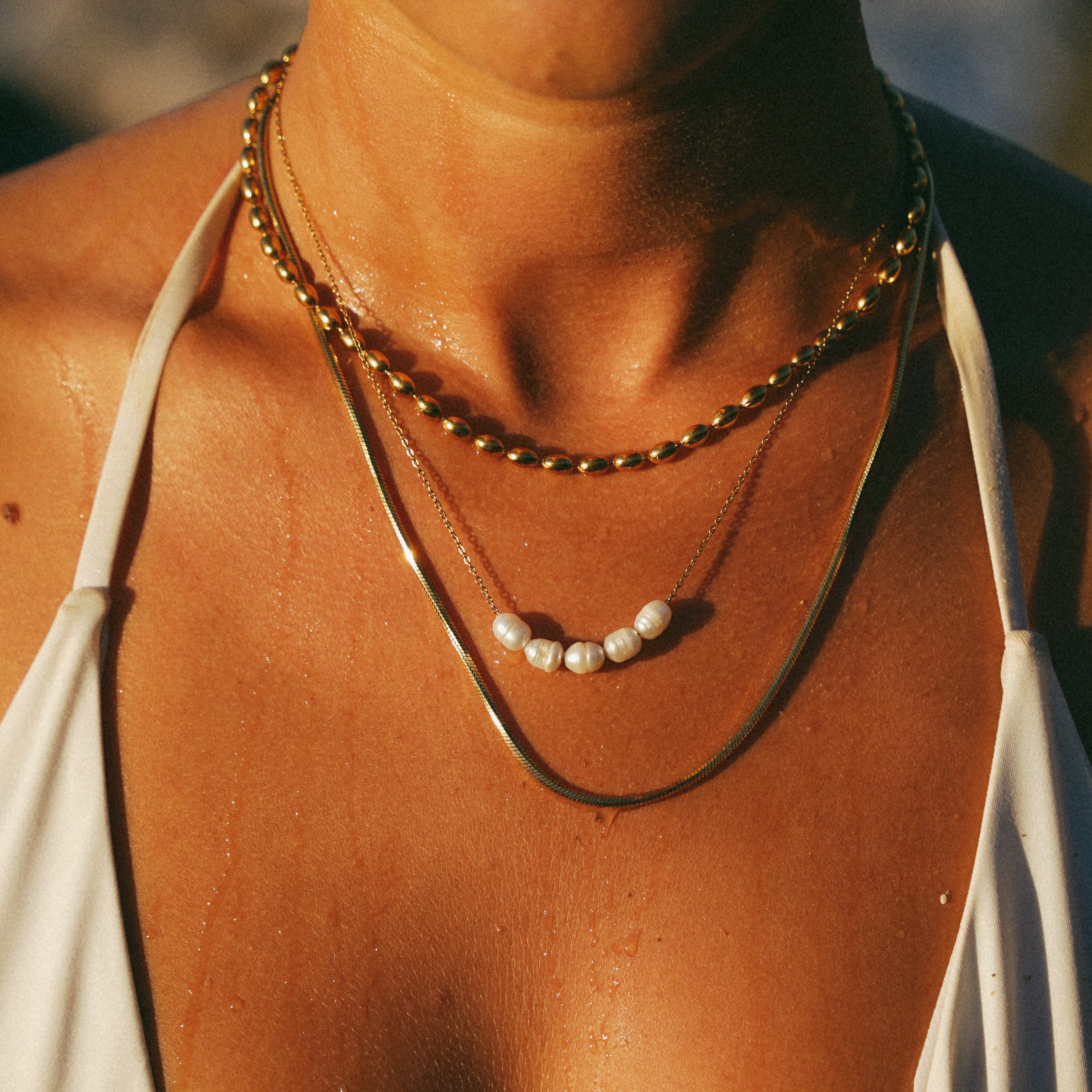 Kona Gold Chain Pearl Cluster Necklace