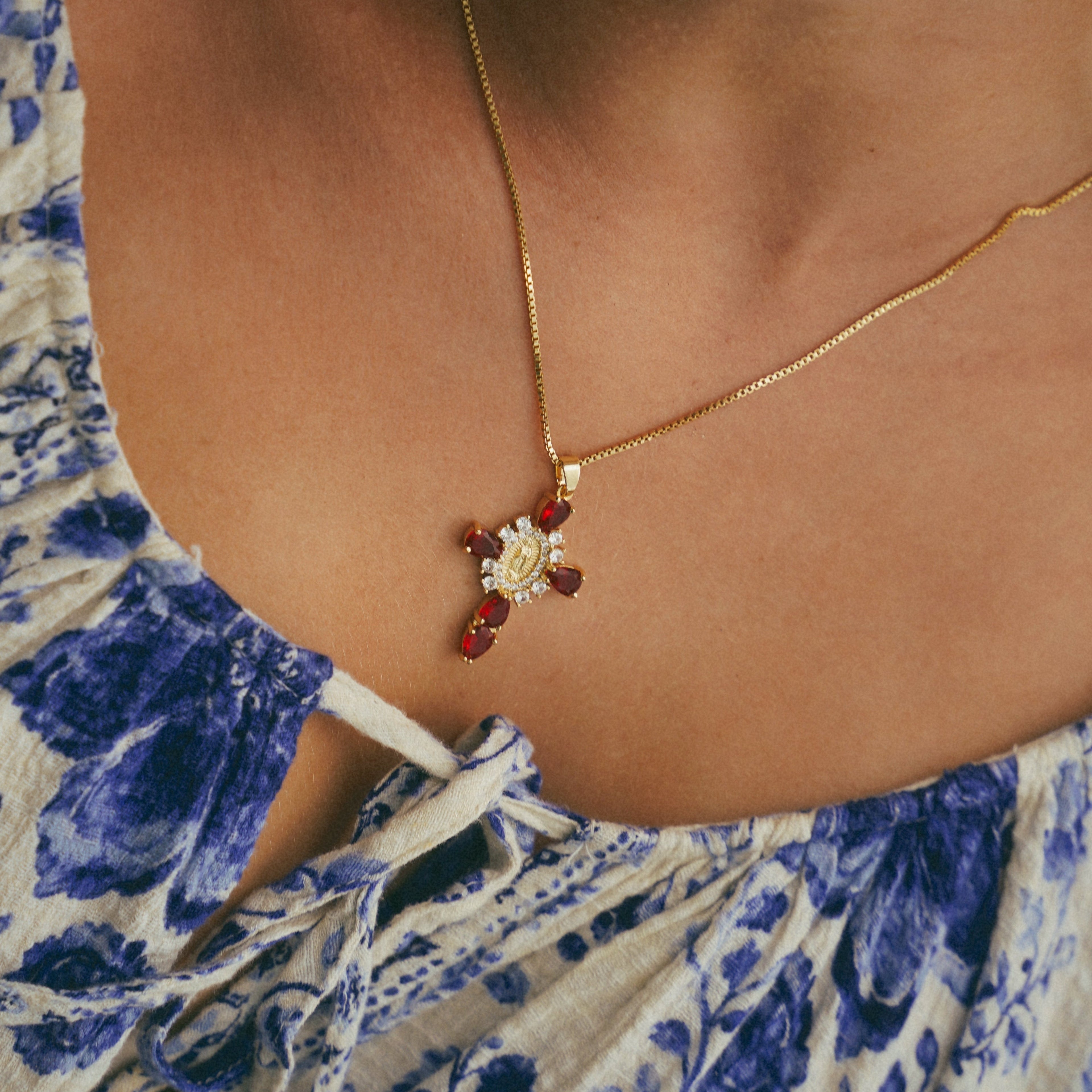 Virgin Mary Cross Pendants Necklace