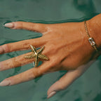 Nautical Starfish Cocktail Ring in Polished Gold