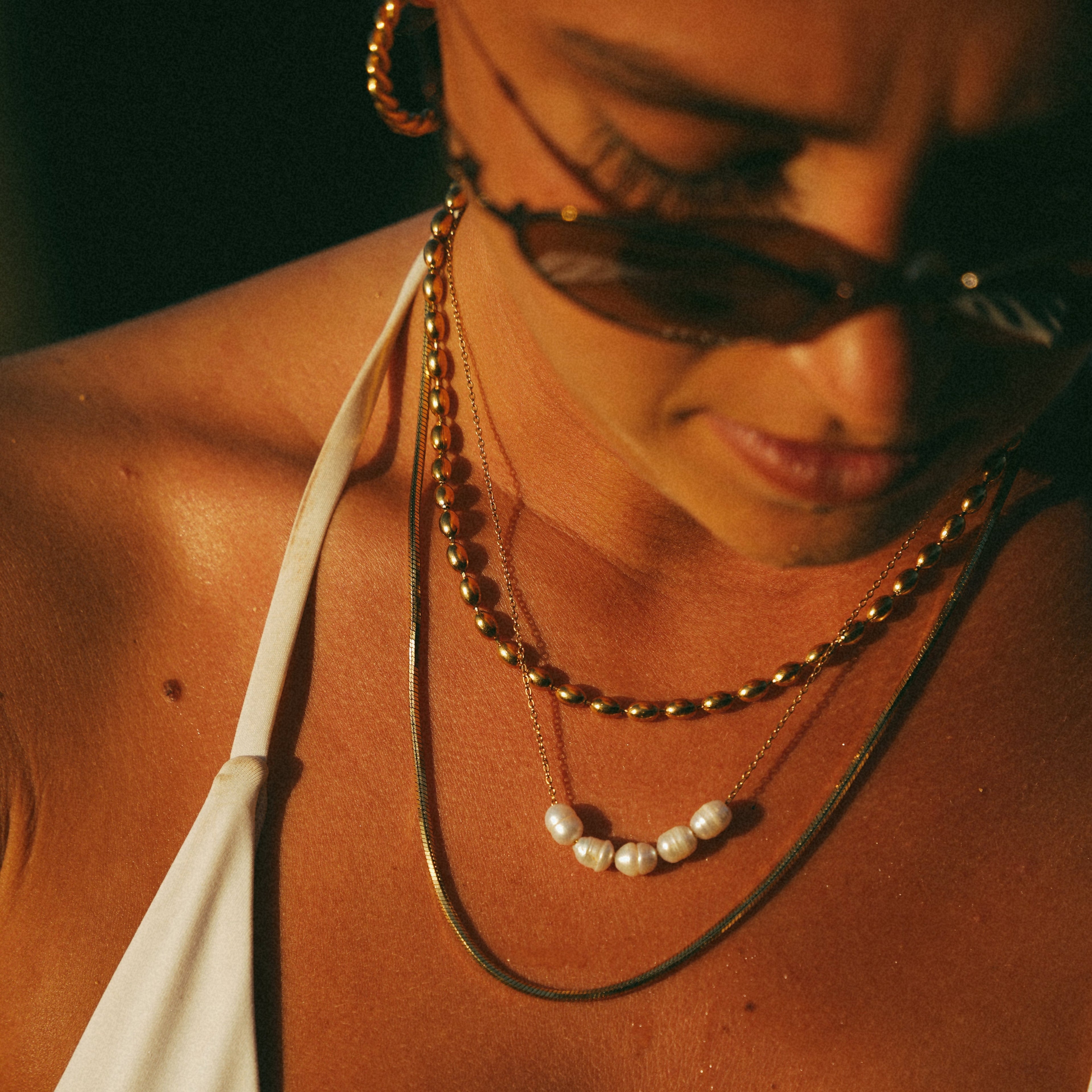Kona Gold Chain Pearl Cluster Necklace