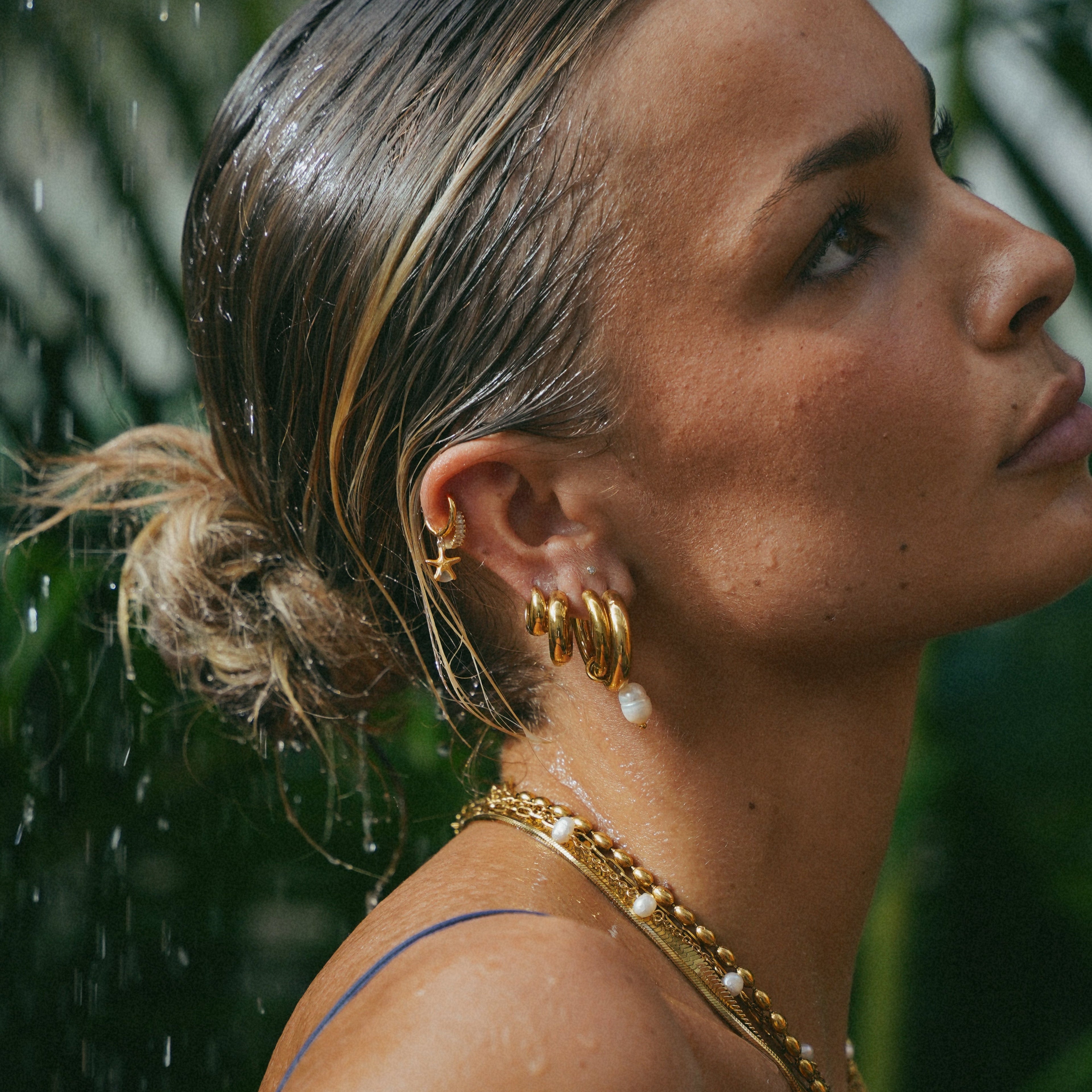 Gold Huggie Hoop Earrings