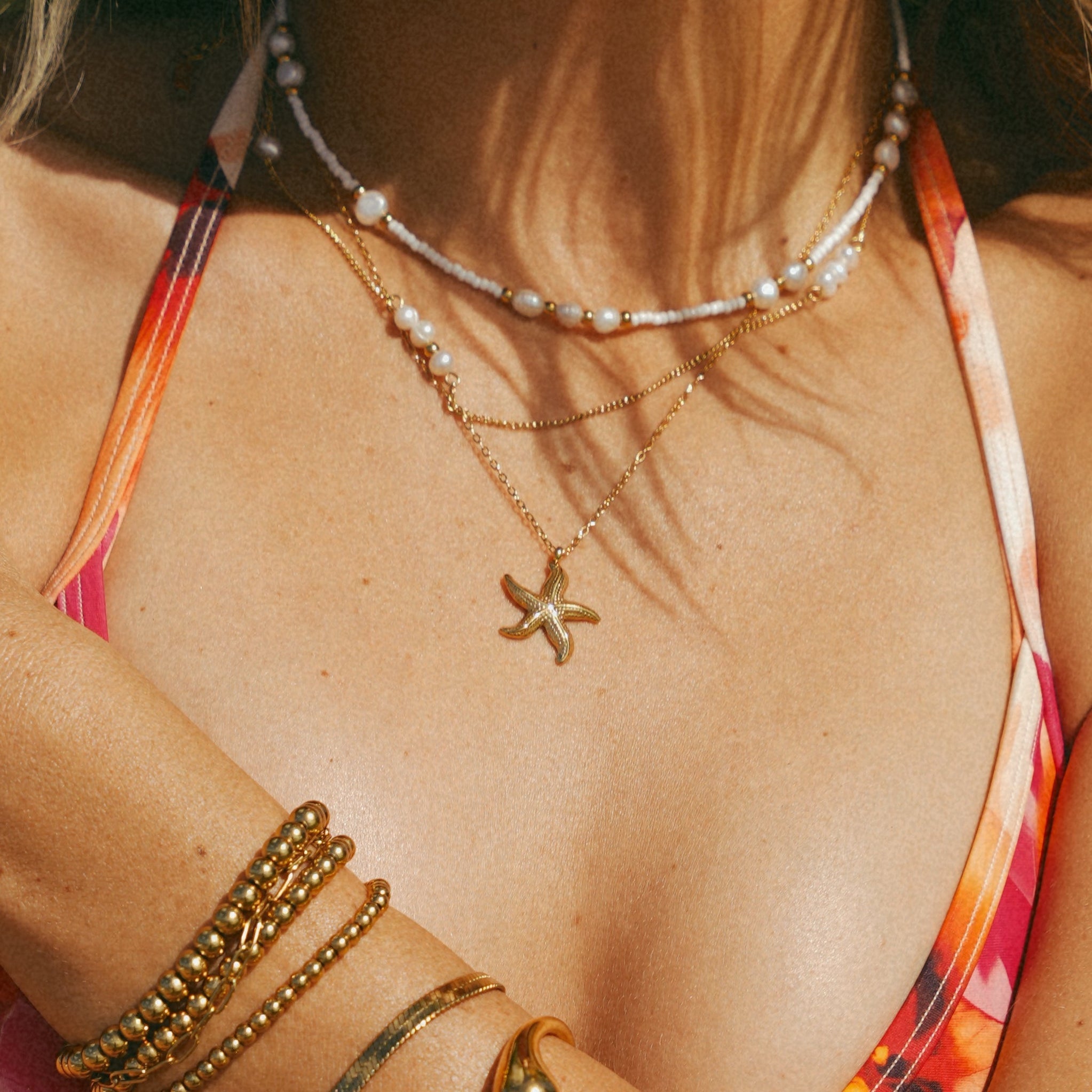 Gold Celestara Starfish Pendant Necklace