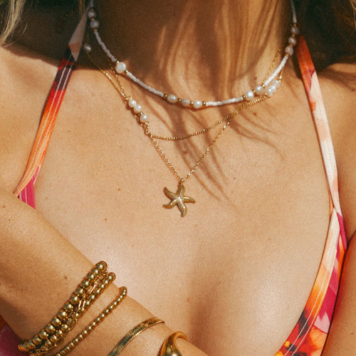 Gold Celestara Starfish Pendant Necklace