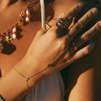 Gold Starburst Crystal Band Ring