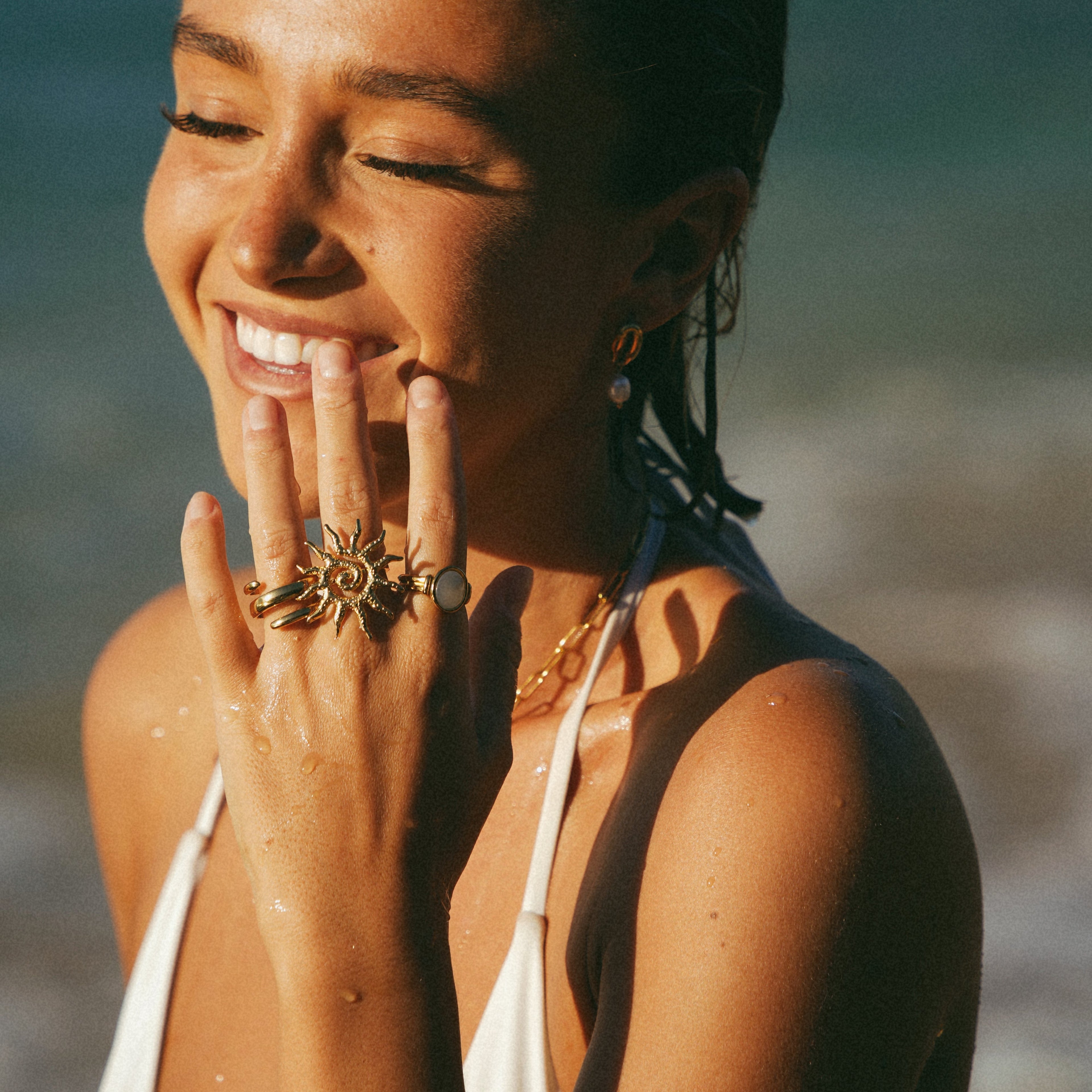 Radiant Sun Spiral Gold Ring