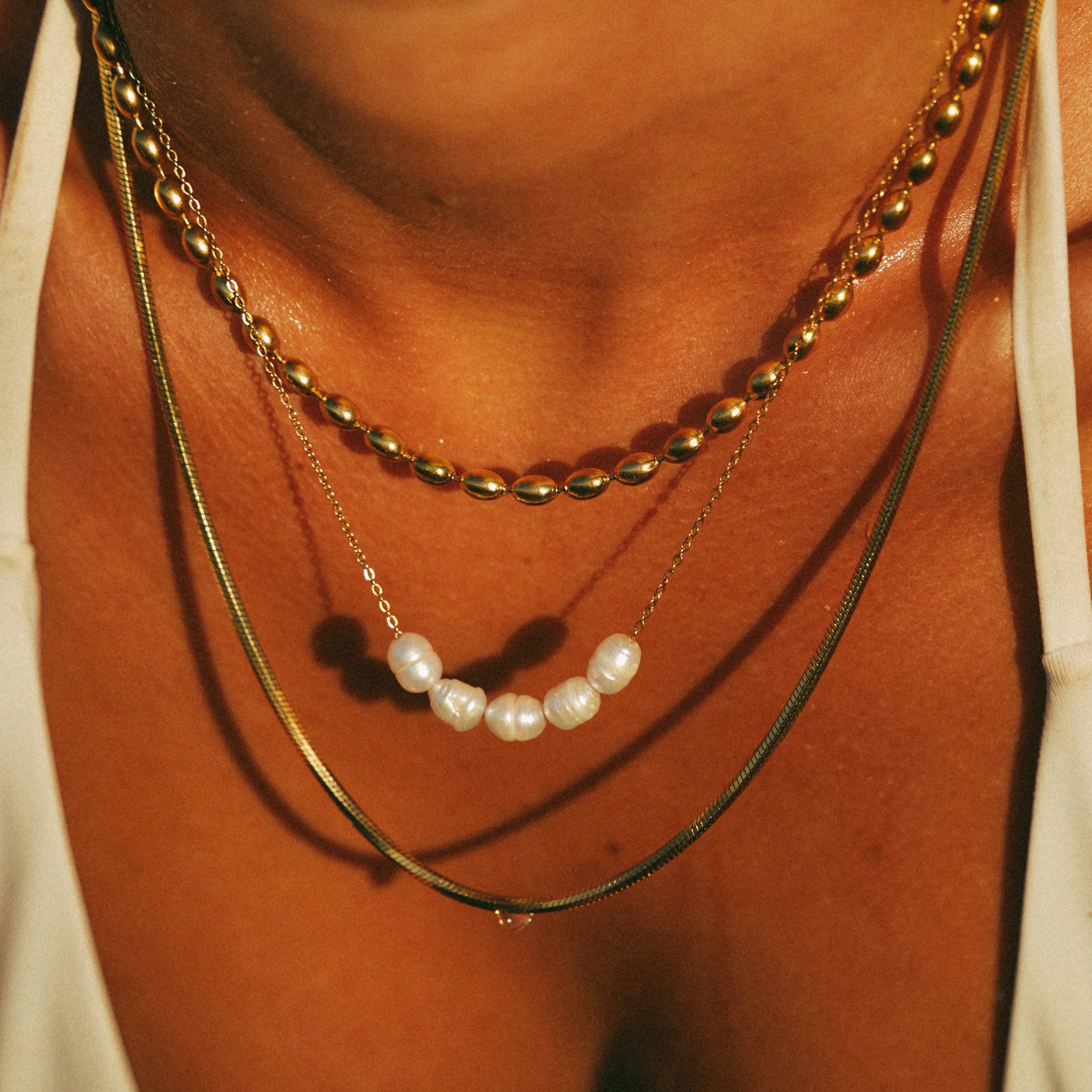Kona Gold Chain Pearl Cluster Necklace