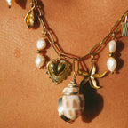 Gold Seashell Pearl Charm Necklace