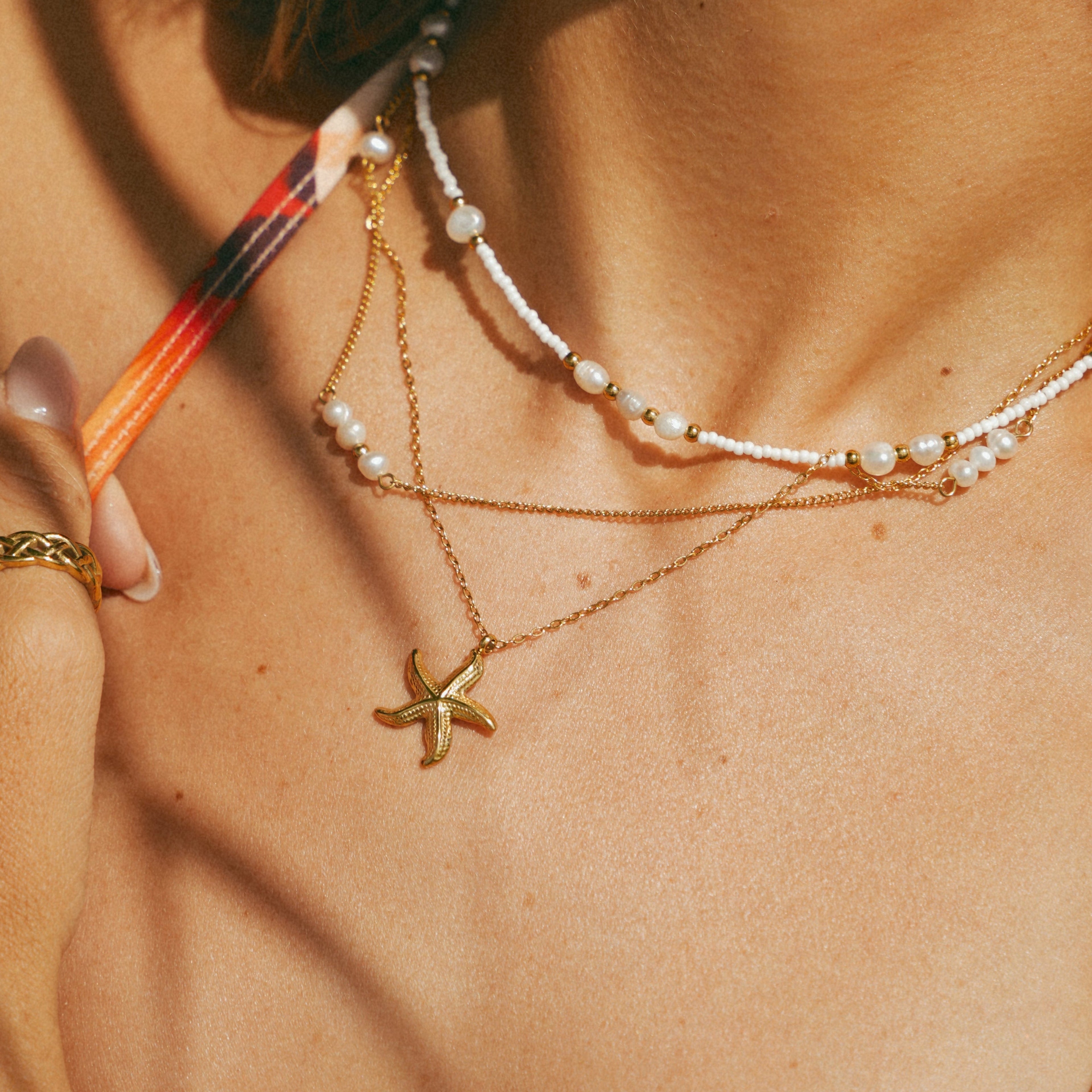Gold Celestara Starfish Pendant Necklace