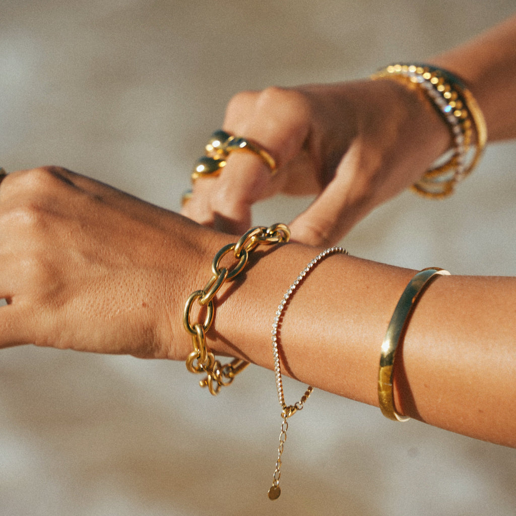 Gold Starlight Cascade Tennis Bracelet