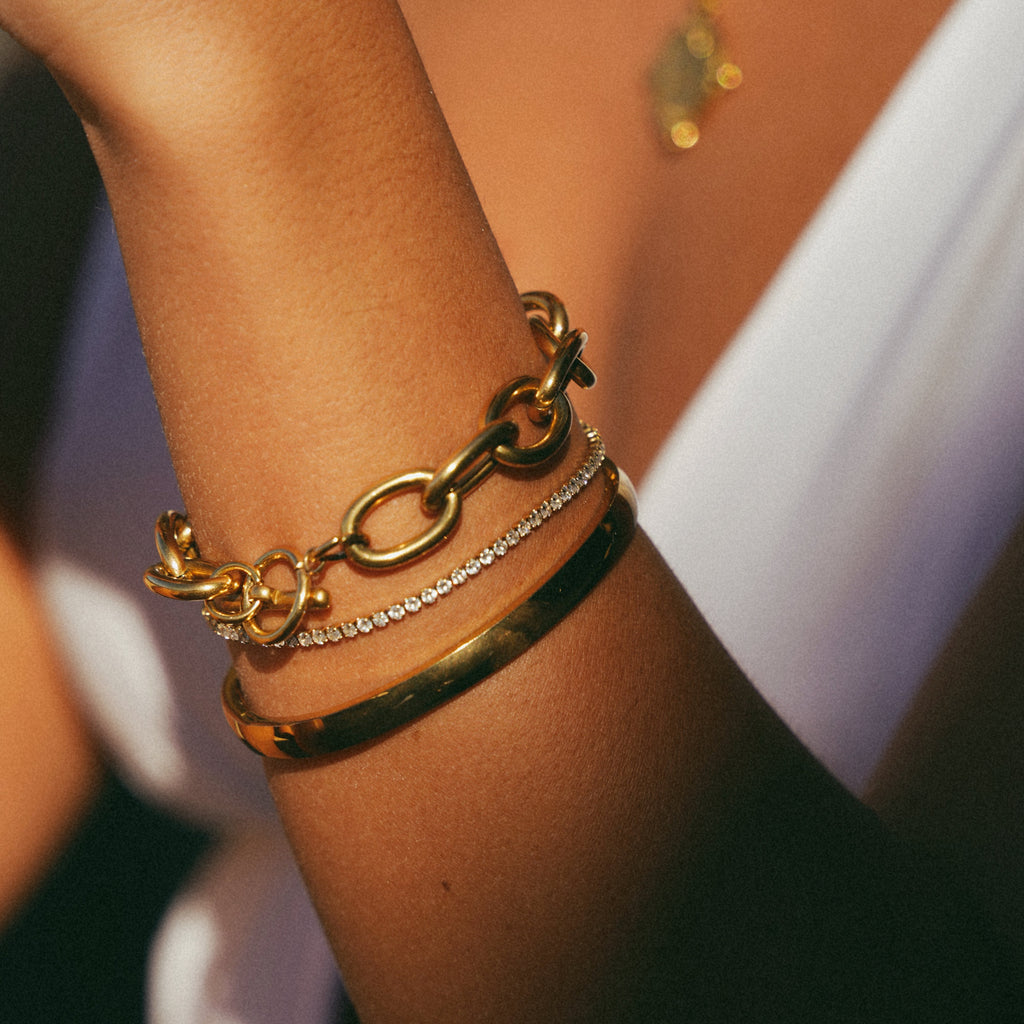 Gold Starlight Cascade Tennis Bracelet