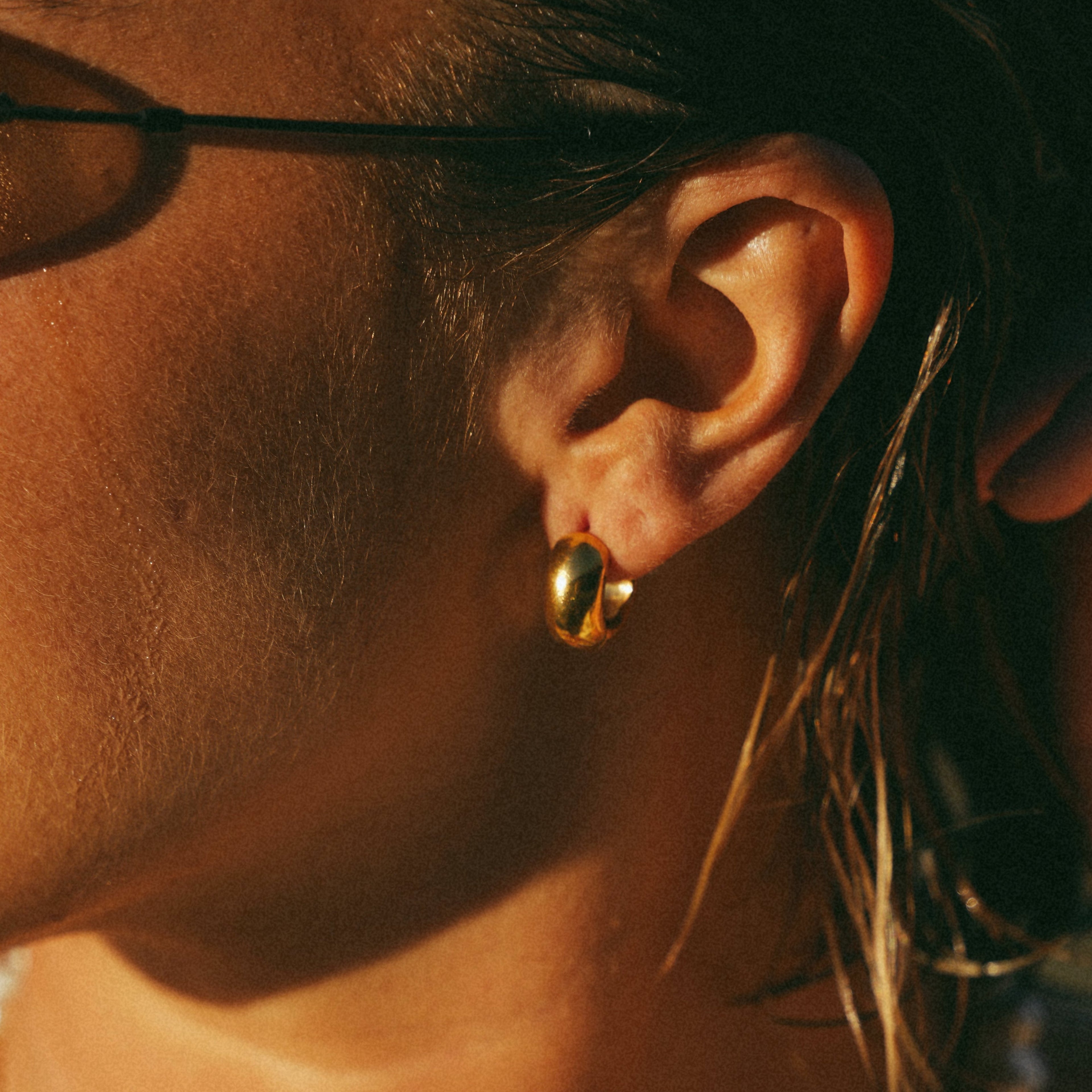 Gold Dome Hoop Earrings