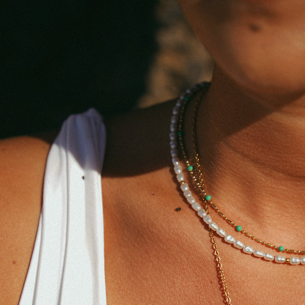 Pearl & Gold Beaded Layered Necklace